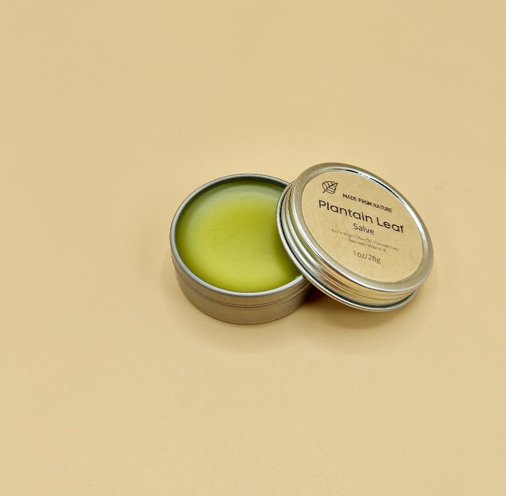 Plantain leaf salve is highly beneficial for soothing skin and promoting new cell growth. Healing Cream in Biodegradable Recyclable Packaging.