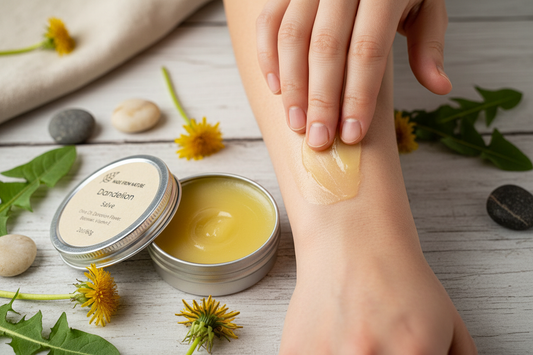 Dandelion Flower Salve applied to soothe irritated skin