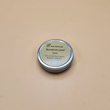 Burdock Leaf Salve in metal tin — natural herbal salve for psoriasis, dermatitis and sensitive skin